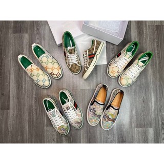 Giầy slipon GC , giày buộc dây Guccii trâng xanh thêu chỉ màu