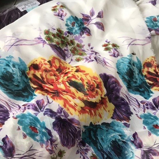 Vải Voan Chiffon Hoa Chân - Khổ 1m5 - Mỏng Rũ, Giãn Nhẹ - May Áo Kiểu, Váy Đầm - Cần Lót