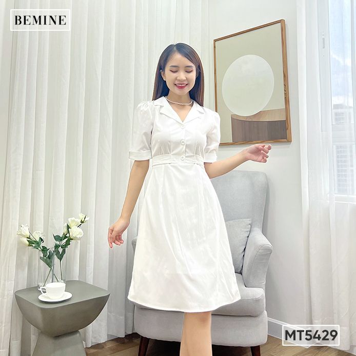 Đầm sơ mi eo thắt dây BEMINE MT5429TRANG