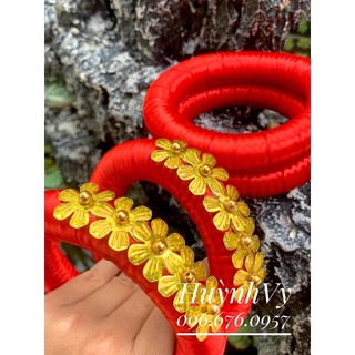 10 đế lụa chưng dừa, bưởi, dưa hấu đủ màu đính Hoa Mai