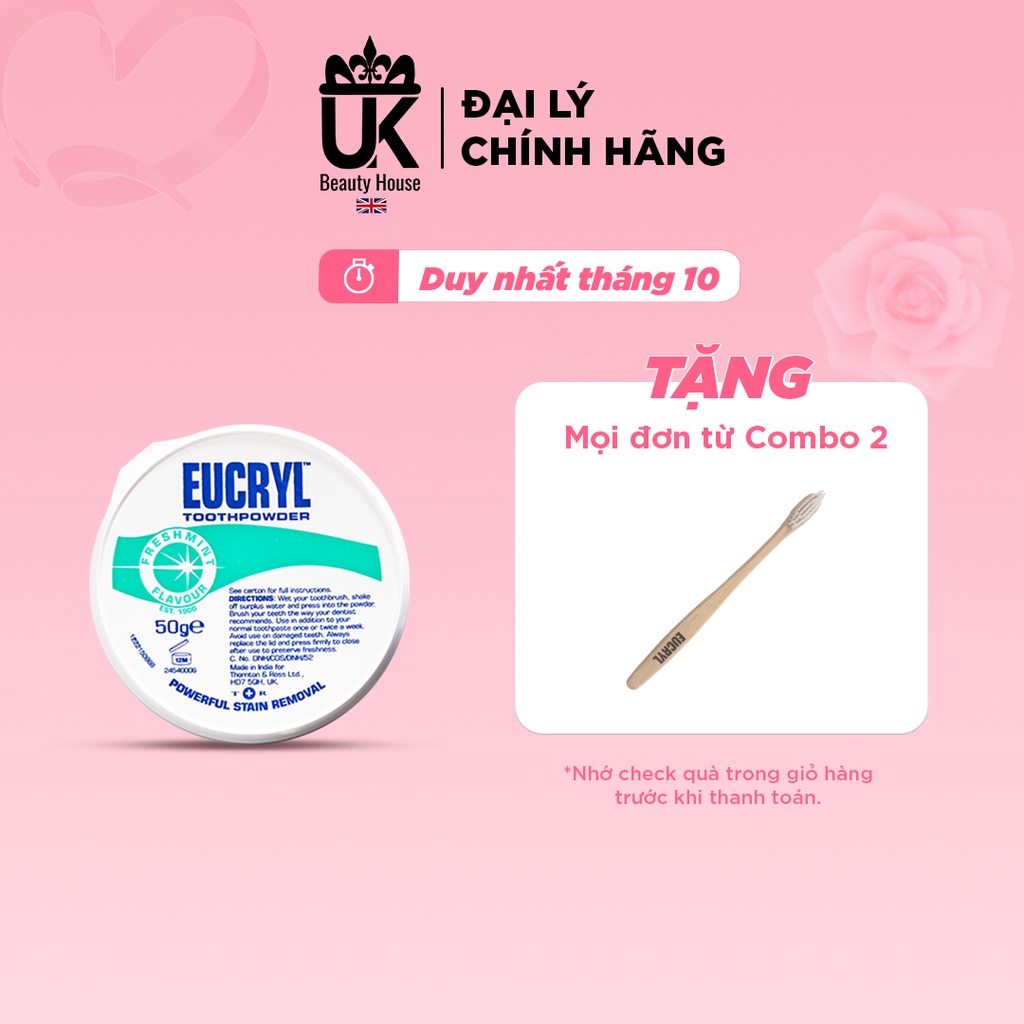 Bột tẩy trắng răng cấp tốc từ Anh Quốc EUCRYL 50g