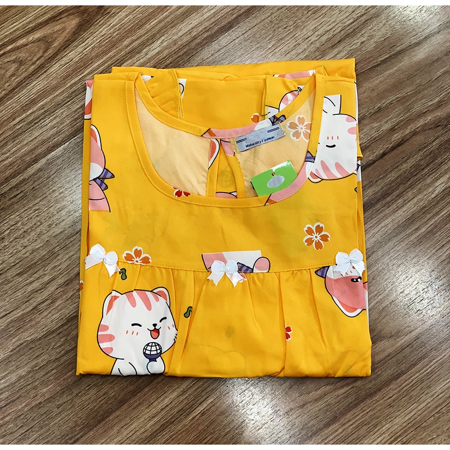 [SIZE 40-70KG] Đồ bộ bầu mặc ở nhà quần đùi dễ thương thoải mái cho mẹ bầu trẻ vải lụa hàn cao cấp rất mát và nhẹ