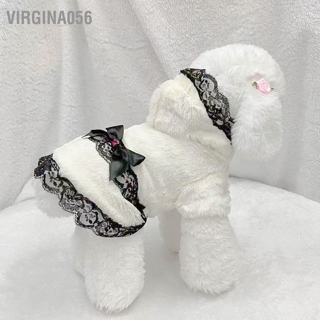 Virgina056 Váy ấm cho thú cưng Thân thiện với làn da mềm mại chó có mũ trùm đầu Quần áo mùa đông dễ thương Cún con mèo Bữa tiệc hàng ngày