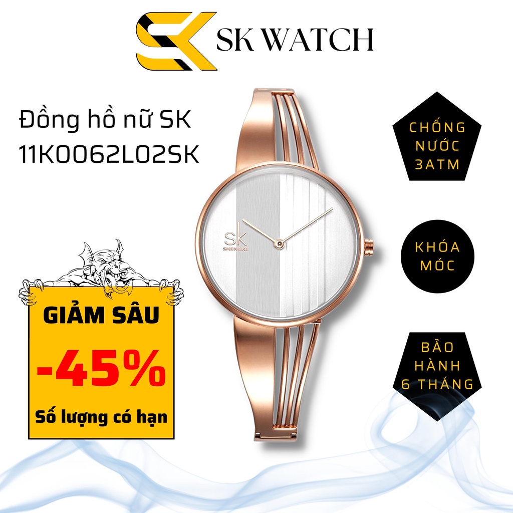 Đồng hồ đeo tay nữ chính hãng SK–11K0062L02SK, Mặt tròn, dây thép không gỉ bền đẹp thời trang cao cấp, bảo hành 6 tháng