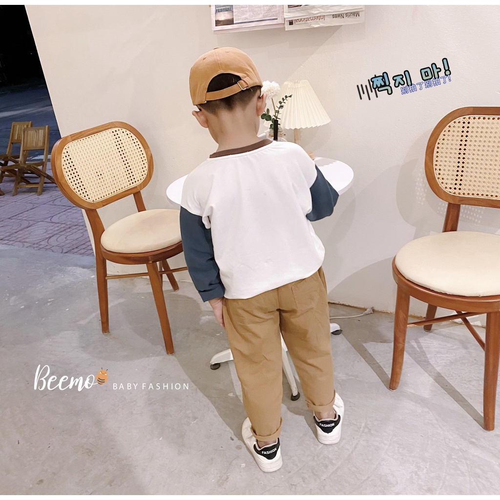 Bộ set quần áo dài tay Beemo vải cotton thêu hình sử tử, khung long cho bé trai,bé gái từ 1 đến 7 tuổi 22219BB