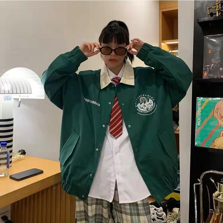 Jiashucheng Áo Khoác Bóng Chày Dáng Rộng Phối Màu Phong Cách Cổ Điển Thời Trang Xuân Thu Mới Cho Nữ