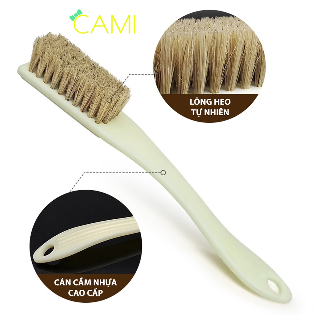 Bàn chải đa năng lông heo cán dài vệ sinh bụi bẩn đồ dùng trong nhà, đánh xi bóng mọi loại giày - Cami - CMPK251