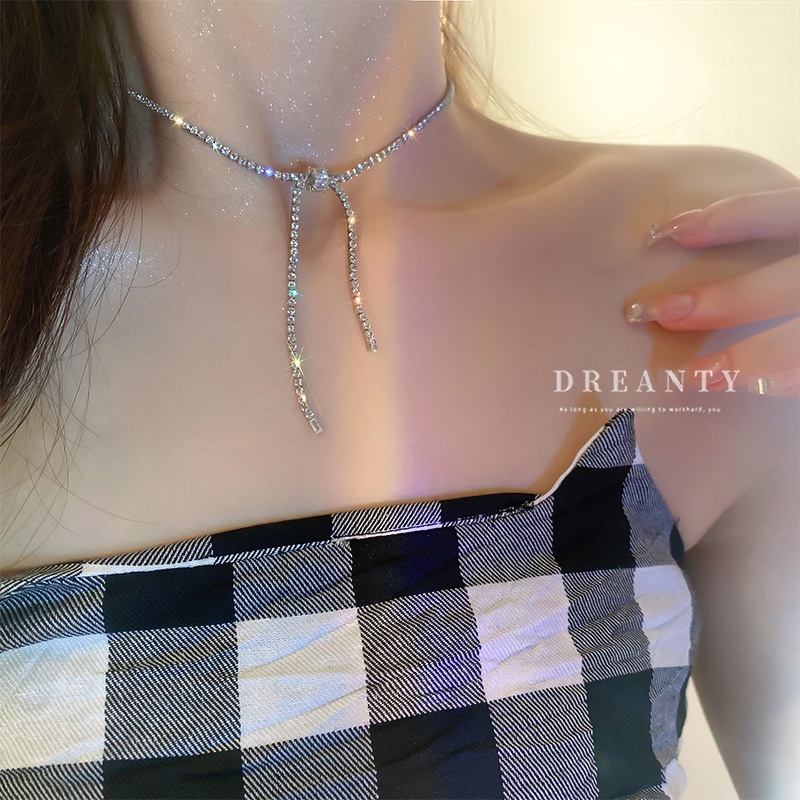 Dây Chuyền Mặt Nơ Đính Đá Zircon Sang Trọng Thời Trang