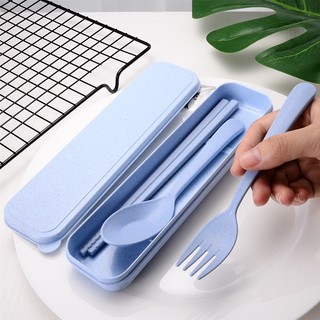 Bộ thìa ,dĩa, đũa 3 chi tiết bằng lúa mạch K008
