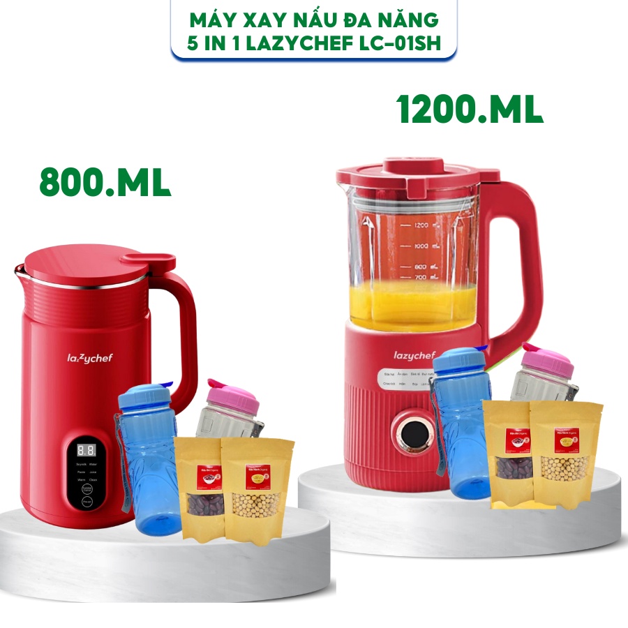 Máy xay nấu đa năng 5 in 1 LazyChef - Máy làm sữa hạt, máy đa năng làm sữa đậu nành 800ml- Hàng Chính Hãng