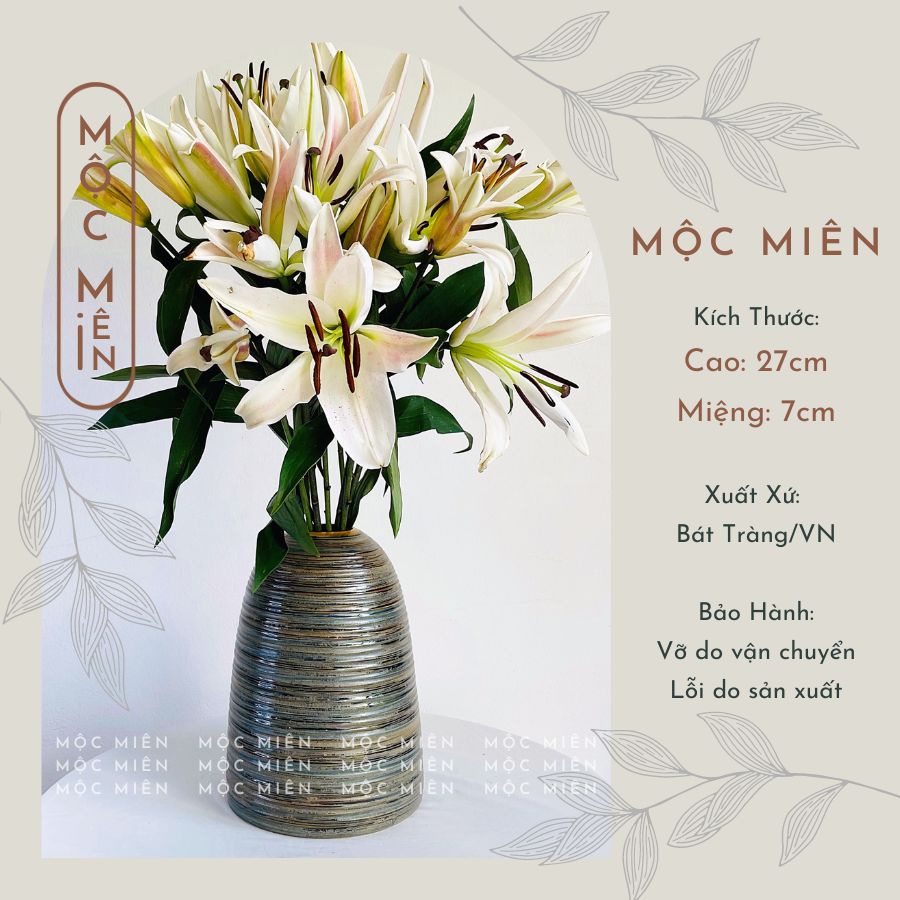 Lọ Hoa men hỏa biến men Ánh Bạc nhiều mẫu Gốm Mộc Miên, bình hoa trang trí decor gommocmien Bát Tràng