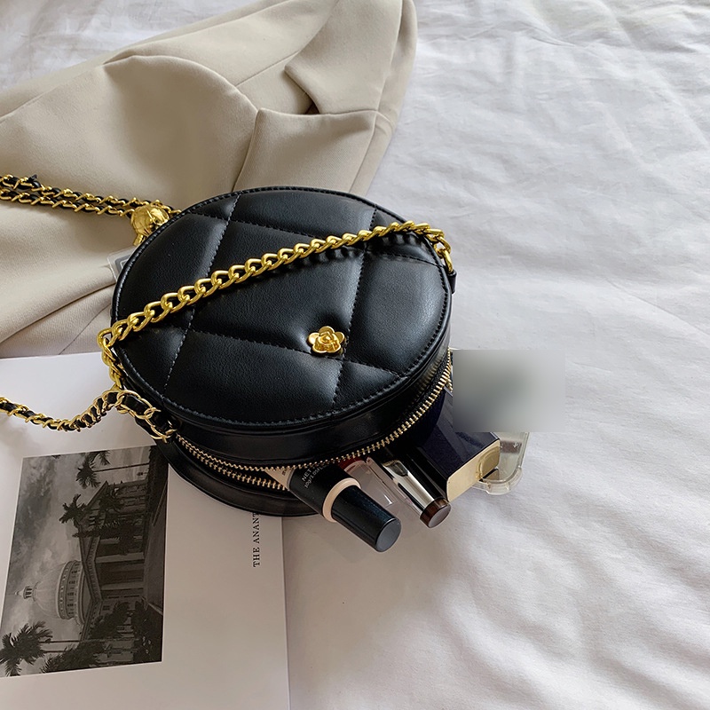 Túi Đeo Chéo Dây Mắt Xích Tròn Đính Kim Cương Dành Cho Nữ