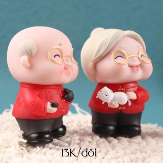 Cặp ông bà nhựa đỏ trang trí bánh kem