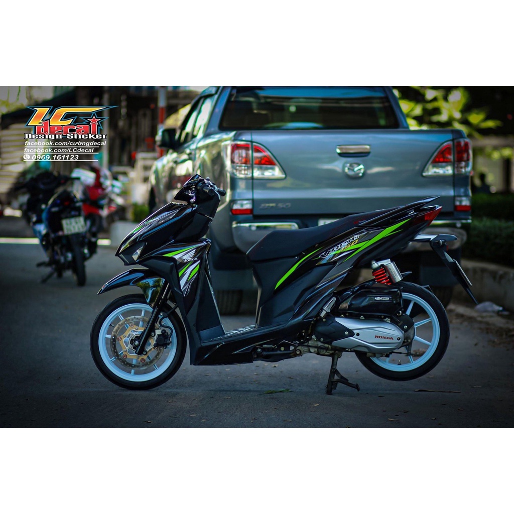 TEM RỜI mẫu chỉ xanh lá cho Vario 150 đen - tem cao cấp không bay màu