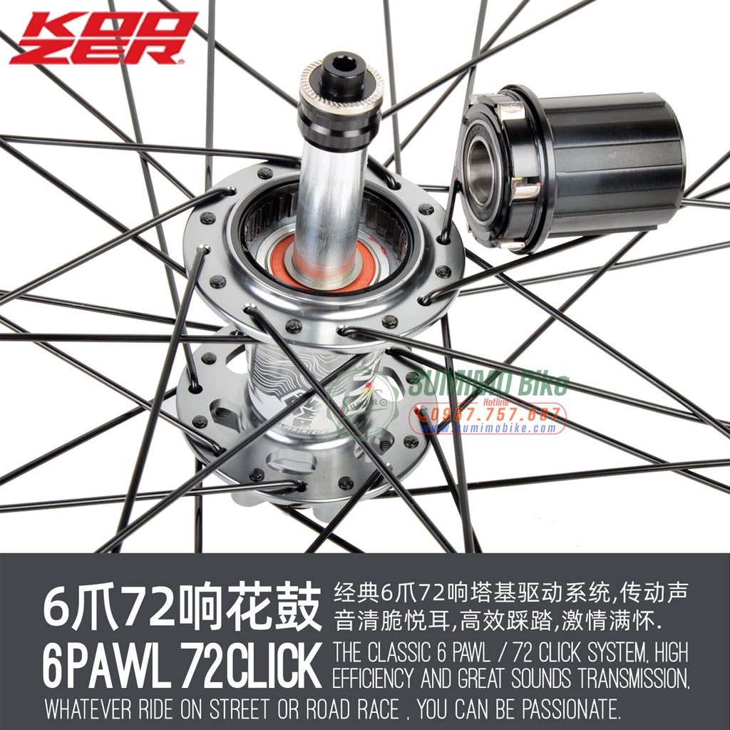 Bánh bộ nhôm KOOZER XF2046 - Đùm XM490 cối HG 11 Speed - Thắng dĩa