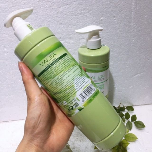 Cặp Dầu Gội Xả Lô Hội Tái Sinh Nha Đam  Valer Collagen Aloe Essence Chính Hãng 800ML