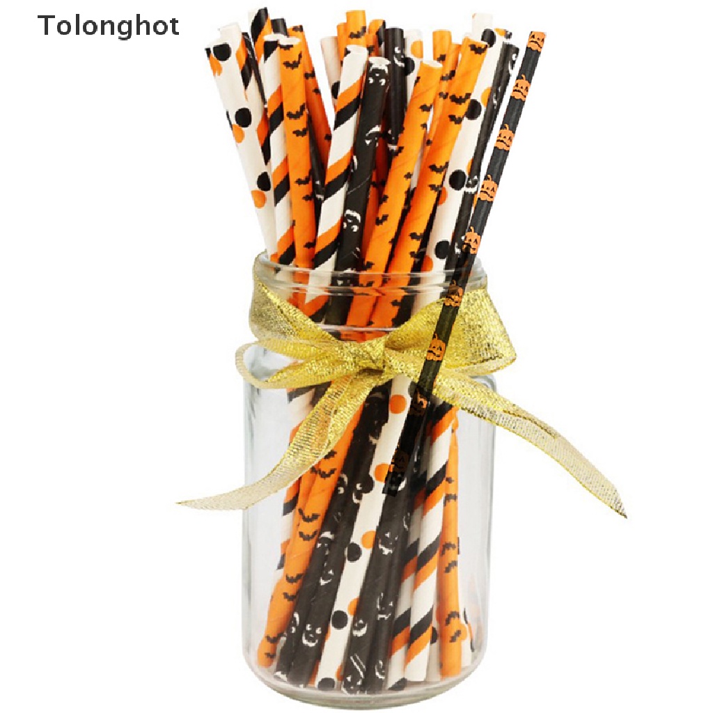 Set 25 Ống Hút Giấy Họa Tiết Halloween Độc Đáo