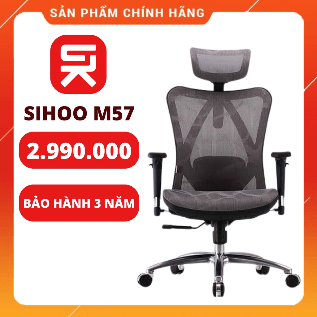 ✅CHÍNH HÃNG - Ghế Sihoo M57, M57B - Ghế Xoay Văn Phòng Công Thái Học - Bảo hành 3 năm