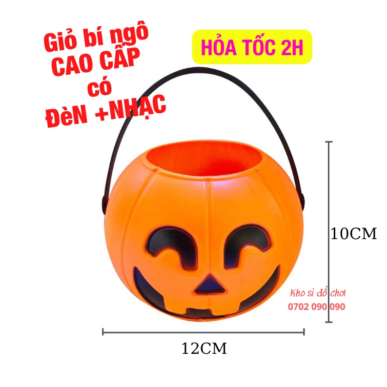 Áo Choàng, giỏ bí ngô, mũ phù thủy 80cm hoá trang HALOWEEN cho bé trai, bé gái