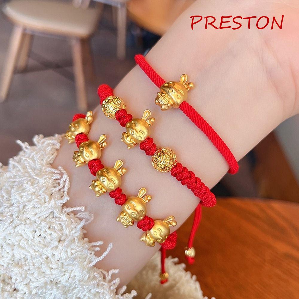 Vòng Tay Thỏ Cung Hoàng Đạo Handmade Có Thể Điều Chỉnh Làm Quà Tặng Năm Mới|Vòng Đeo Tay Xâu Hạt May Mắn