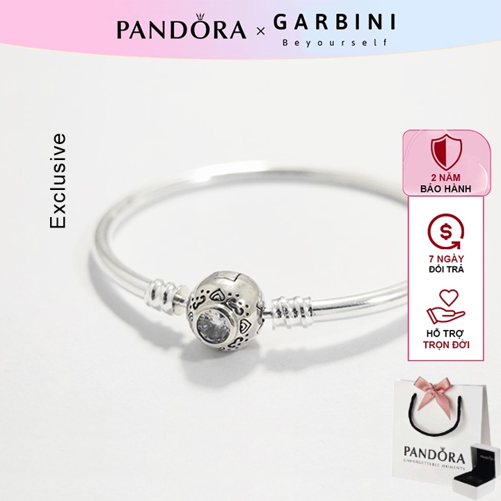 Vòng tay pandora charm Pandora Moments khoá tròn lắc tay cao cấp S925 fullbox - Garbini