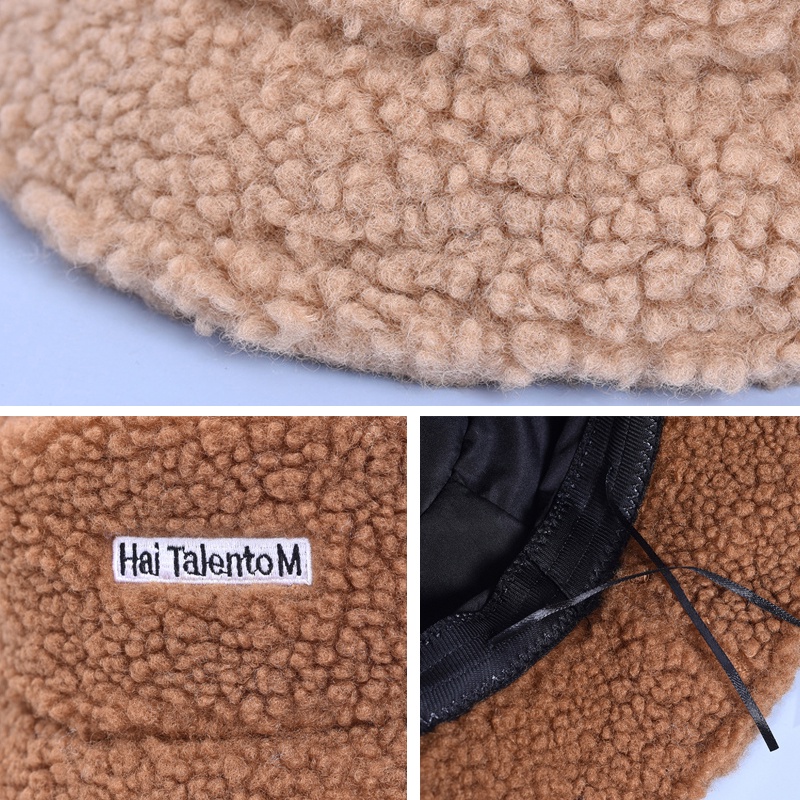 Mũ Bucket Len Cừu In Chữ Giữ Ấm Mùa Đông Cho Bé Trai Bé Gái