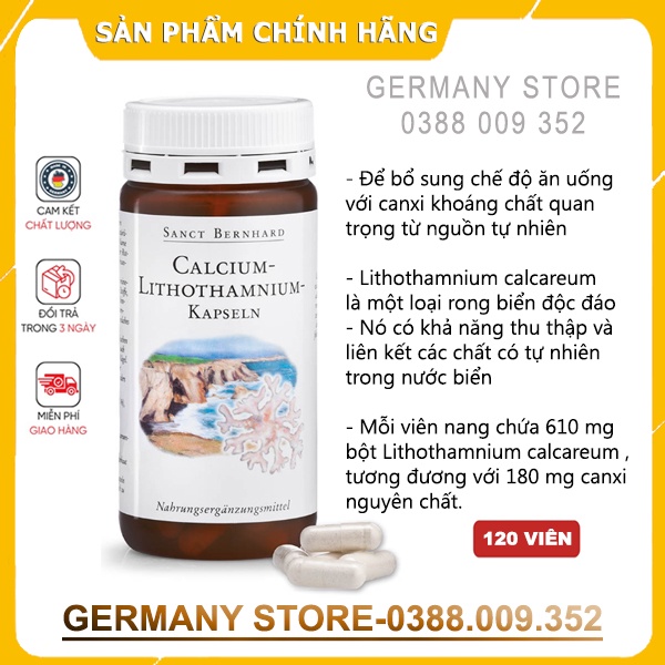 Viên uống Sanct Bernhard Calcium Lithothamnium 120 viên của Đức