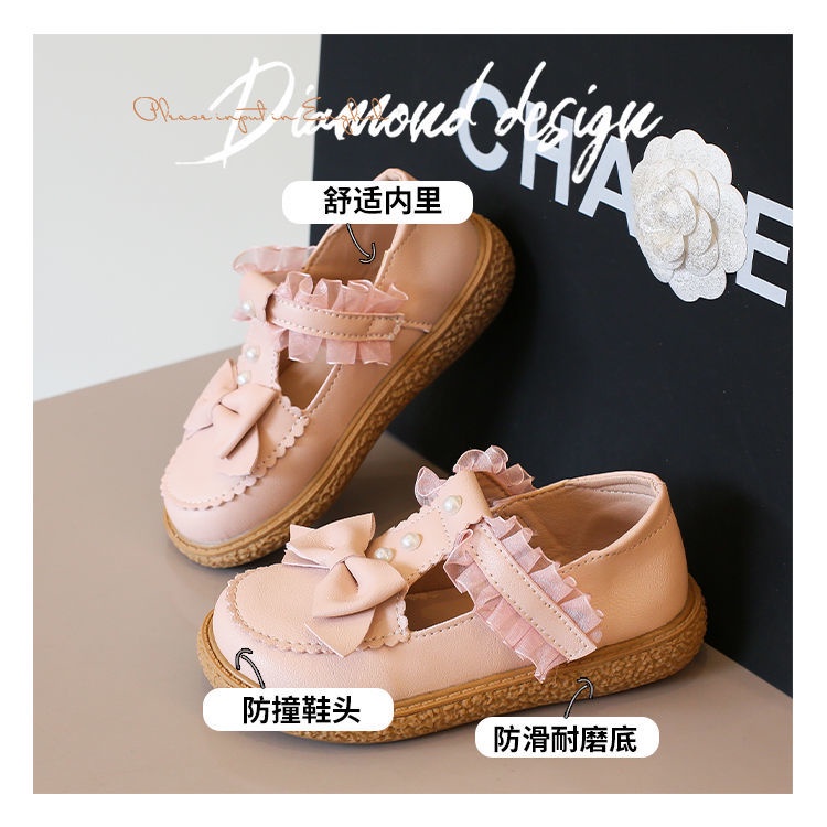 Giày Búp Bê Da Đế Mềm Đính Hạt Giả Ngọc Trai Xinh Xắn Phong Cách Lolita 2022 Cho Bé Gái