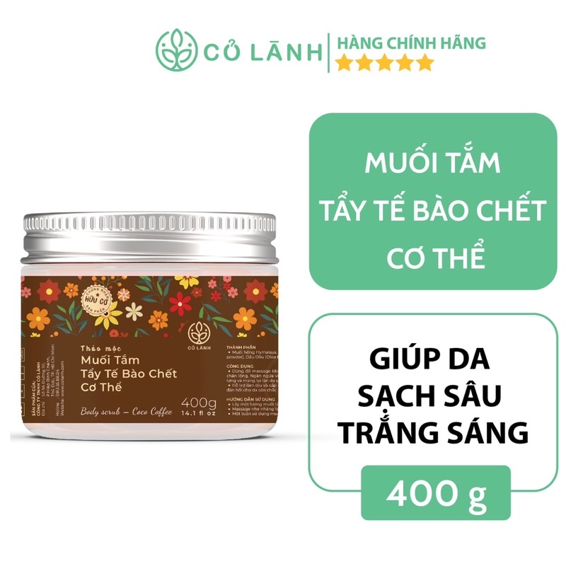 Muối tắm tẩy tế bào sáng da toàn thân thiên nhiên hữu cơ Cỏ Lành 400G