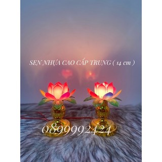 Đèn thờ cao cấp sen nhựa trung 1 cặp