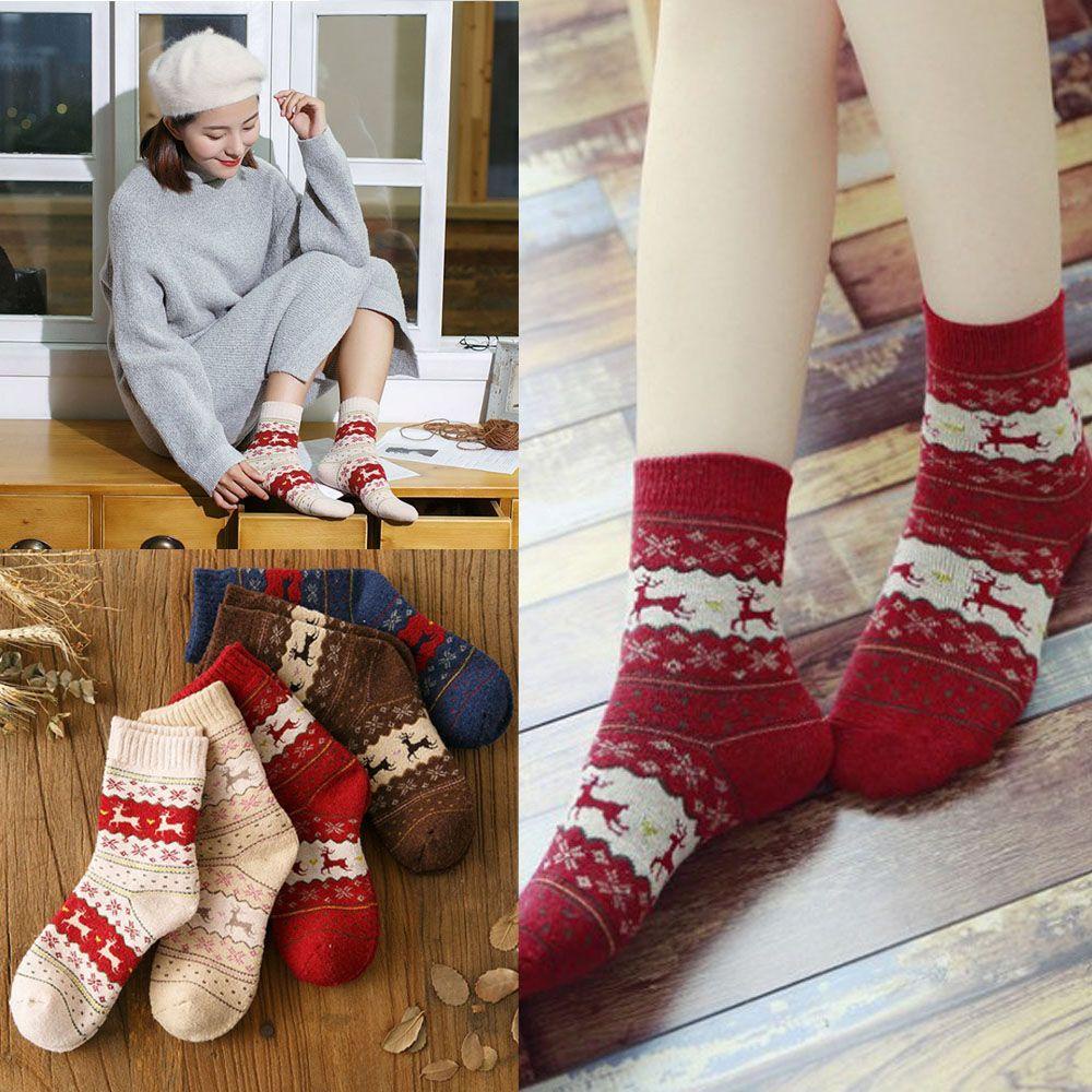 Vớ Len Giữ Ấm Mùa Đông In Họa Tiết Hươu Cho Nam &amp;