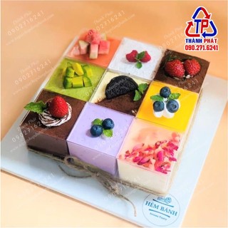 100 Ly mousse vuông LC-5550 đựng bánh mix nhiều vị- Ly mica đựng tiramisu - Panna cotta - yogurt trái cây -bánh lạnh