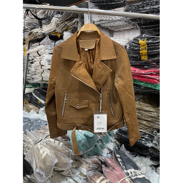 Áo khoác da nhung vân chìm ô  hàng QCL1