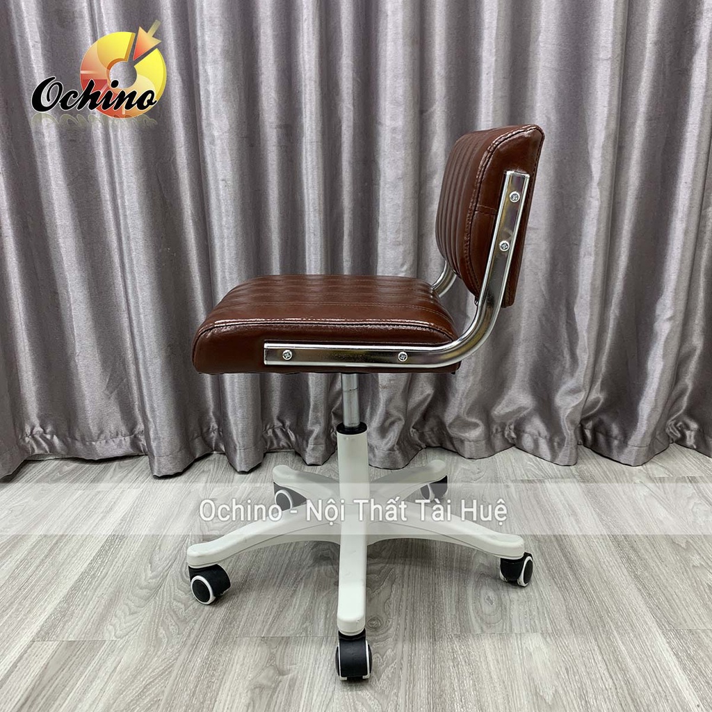 Ghế Trang Điểm Xoay, Ghế Spa Phun Xăm Mẫu Tựa Sọc Phong Cách Hiện Đại Chân Trắng (Ảnh Thật Và Video)