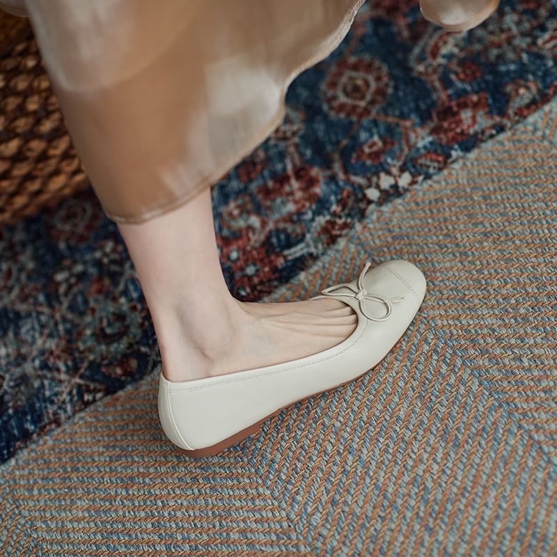 Giày Búp Bê Mũi Tròn Đế Mềm Đính Nơ Thời Trang 2022 Cho Nữ