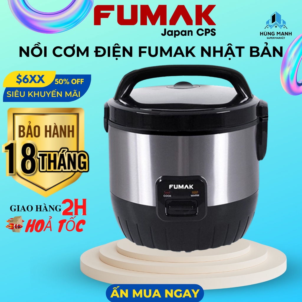 Nồi cơm điện Fumak Nhật Bản Dung Tích 1.8L, Lòng Nồi Hợp Kim Nhôm 5 lớp chống dính. Bảo hành 18 tháng