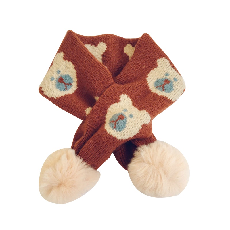 Khăn Choàng Cổ Dệt Kim Dày Dặn Giữ Ấm In Họa Tiết Hoạt Hình Dễ Thương Thời Trang Thu Đông Cho Bé