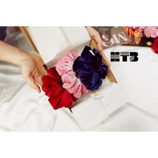 Cột tóc ht3 chất nhung sang mịn - dây buộc tóc / scrunchies size m/l - hct0063
