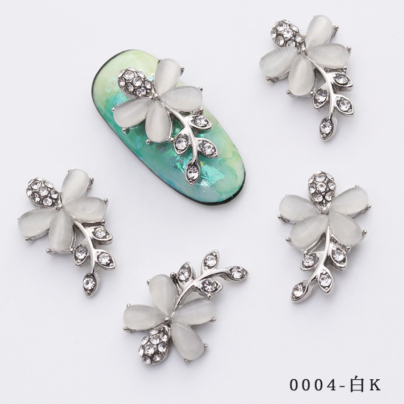 Miếng Dán Trang Trí Móng Tay Hình Bướm Bằng Hợp Kim Đính Đá Opal Sang Trọng