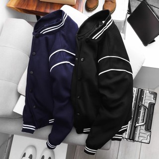Áo Khoác da lộn bomber form rộng 2 lớp, phối màu siêu thời trang, Áo Khoác Dù Unisex Nam Nữ