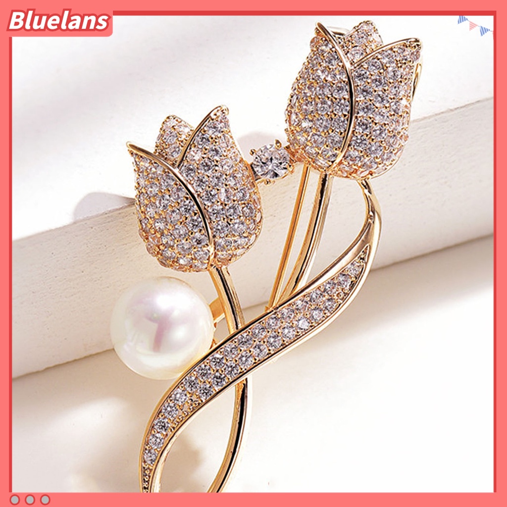 Ghim Cài Áo Hình Hoa Tulip Đính Ngọc Trai Nhân Tạo Thời Trang 48h