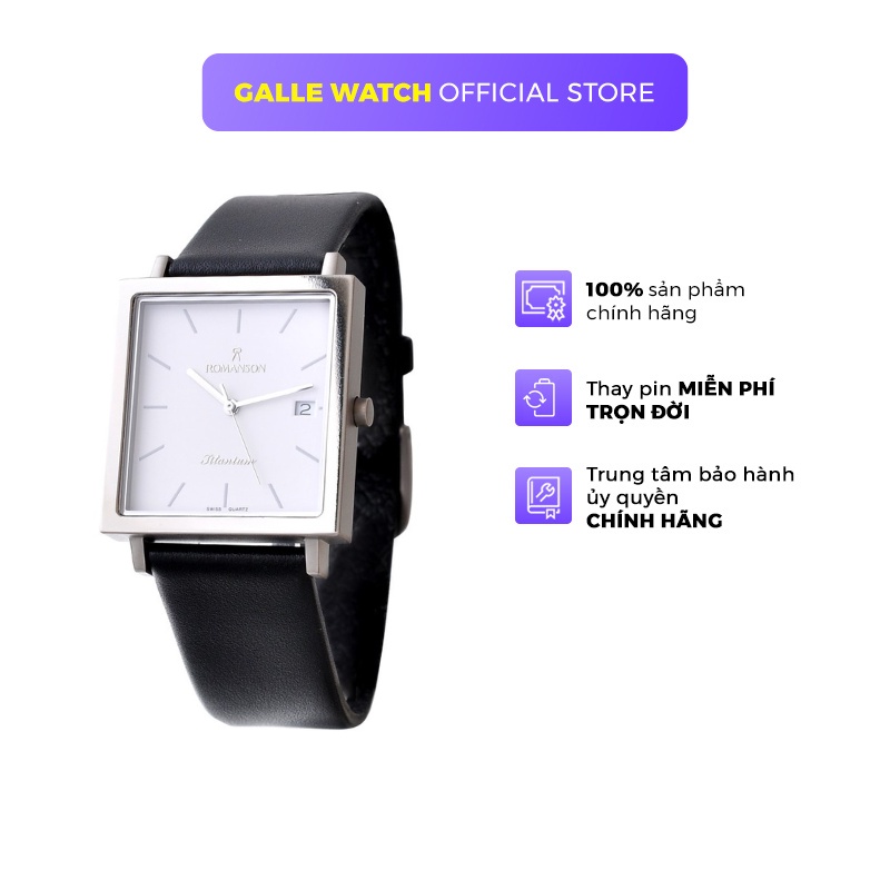Đồng hồ Romanson Men Watch DL2133NMWWH nam máy Thụy Sĩ kính chống xước vỏ Titanium chống nước, dây da cao cấp chính hãng