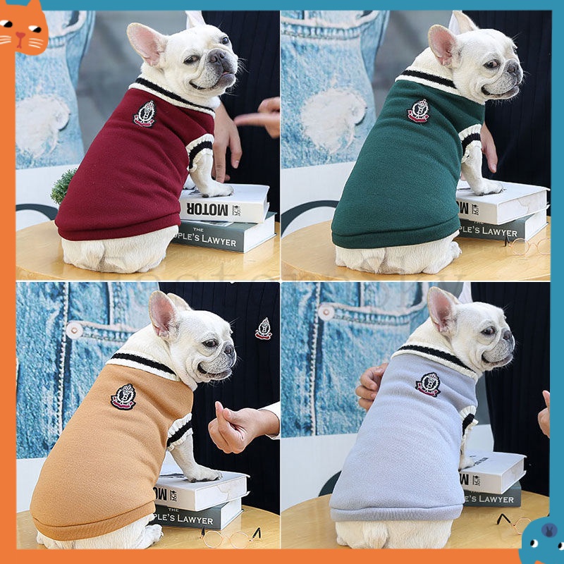Áo Thun Thu Đông Cỡ Vừa Và Lớn Cho Chó Mèo Phong Cách Đại Học Jarre Aero Bull Pug Màu Vàng Kim Retriever Corgi