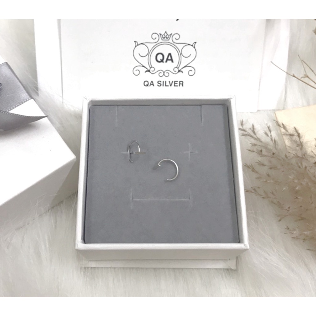 Khuyên tai bạc 925 móc chữ C thanh ngang bông nam nữ kẹp vành S925 MINI-PULL Silver Earrings QA SILVER EA190903