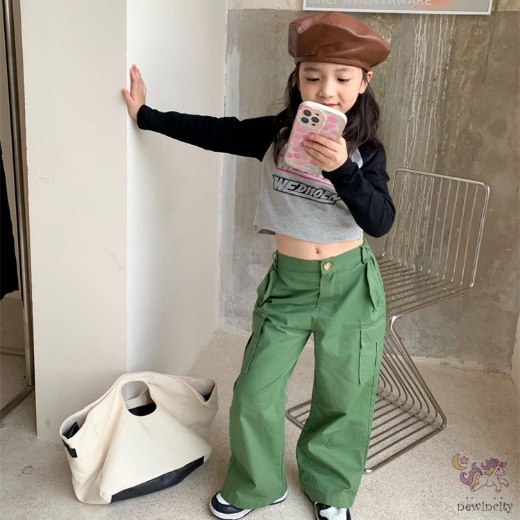 Áo Thun Dài Tay Dáng Ôm Phong Cách Hàn Quốc Cho Bé Gái