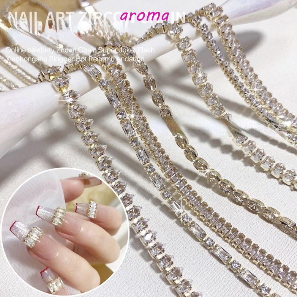 Dây Chuyền Đá Zircon Lấp Lánh Thời Trang Cho Nữ|Phụ Kiện Trang Trí Móng Tay Nghệ Thuật DIY Charms