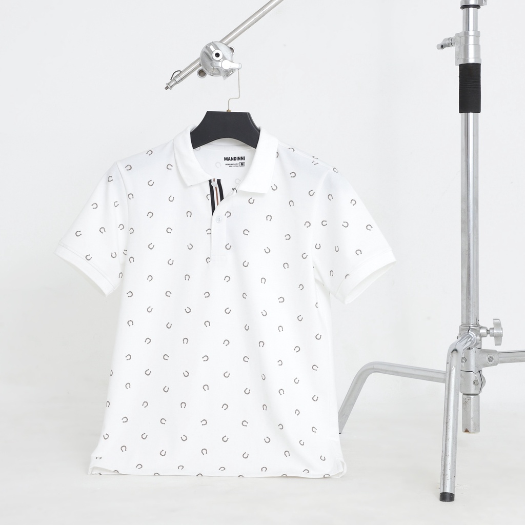 Áo Polo Nam Họa Tiết HORS MANDINNI, Sợi Vải Dệt Mắt Chim Thoáng Mát, Thiết Kế Trẻ Trung
