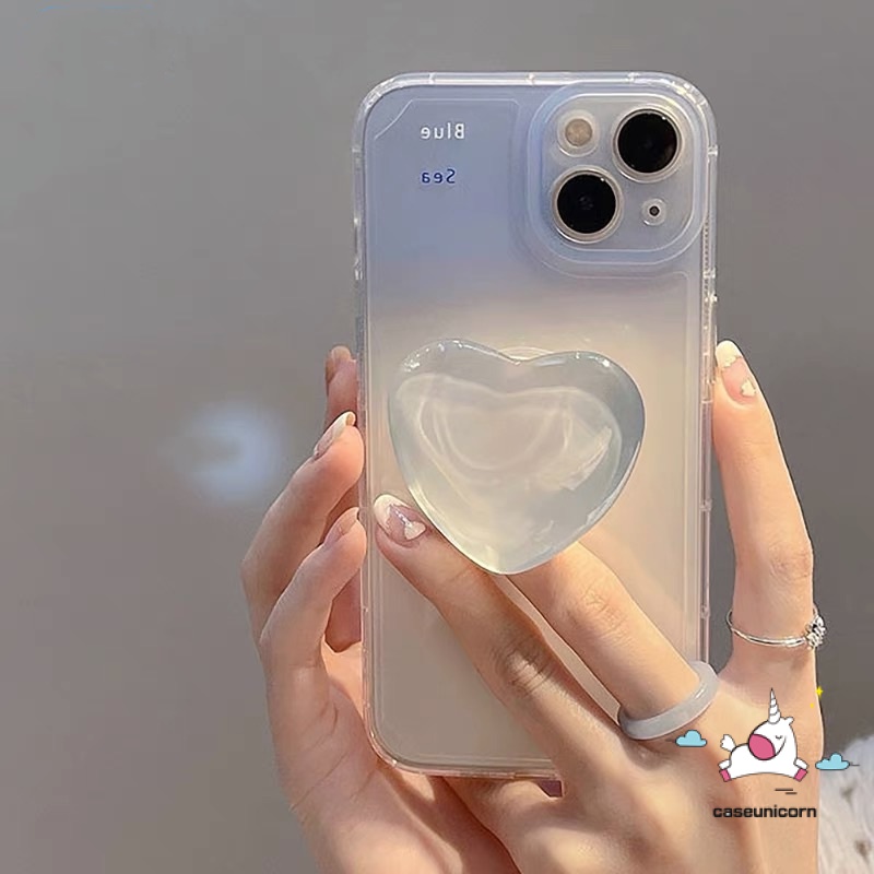 Ốp Điện Thoại TPU Mềm Trong Suốt Màu Xanh Dương Gradient Có Vòng Đỡ Cho IPhone 11 13 12 14 Pro MAX 7 8 Plus 6 6S X XS MAX SE 2020 | BigBuy360 - bigbuy360.vn