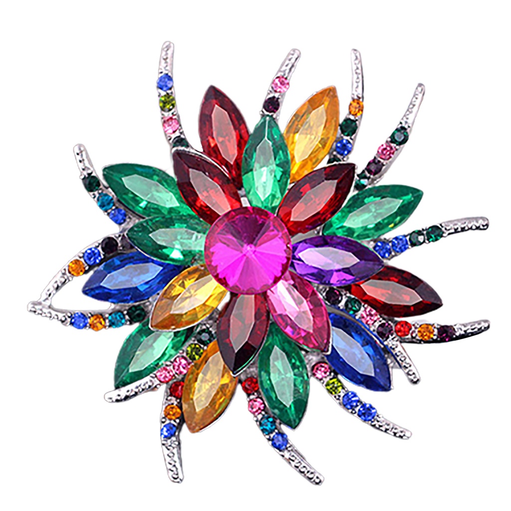 Ghim cài áo hình bông hoa đính đá phong cách thanh lịch dành cho nữ