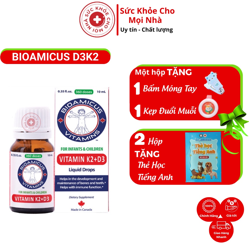 Bioamicus Vitamin D3K2 Mk7.Giúp Bé Hấp Thu Canxi Tối Đa